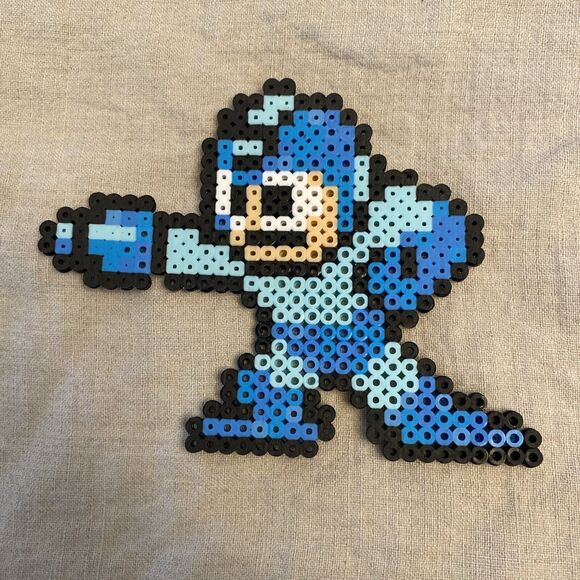 Mega Man Pixel Art Perler Beads NES 6”x 4.5” Blue Retro Art Blaster Sprite - Picture 7 of 12